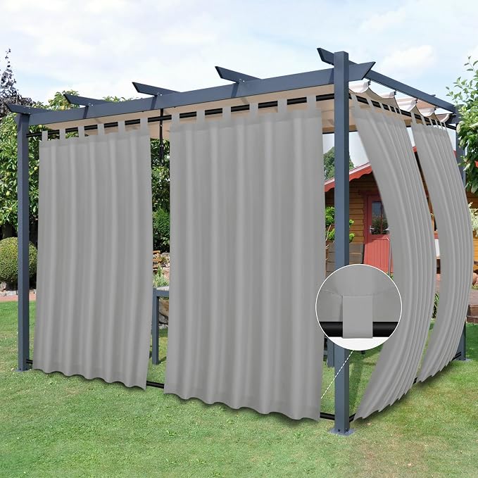 Easy-Going Outdoor Patio Curtains 2 Panels, 54x120 inch, Light Grey | Privacy by Easy-Going