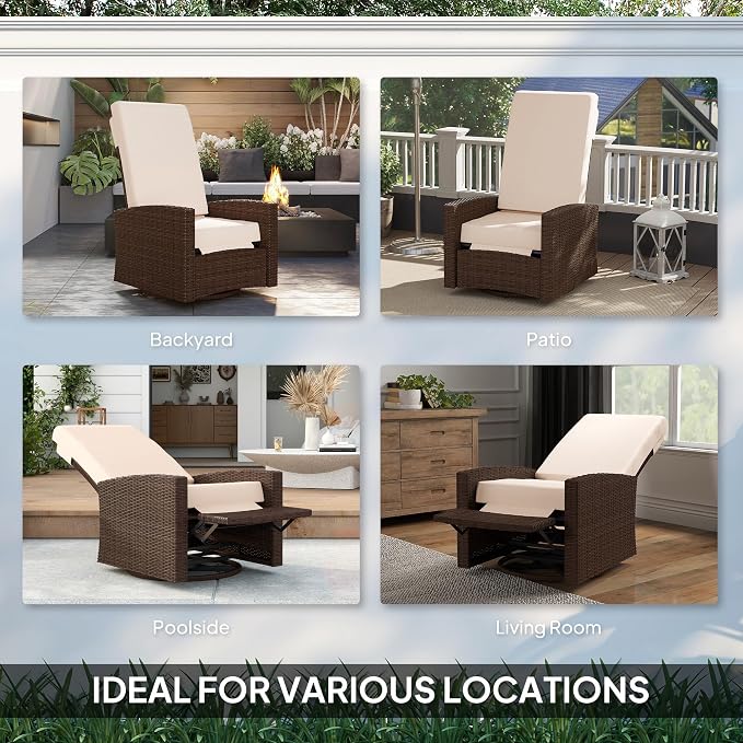 Outsunny Outdoor Wicker Swivel Recliner Chair, - Image 7