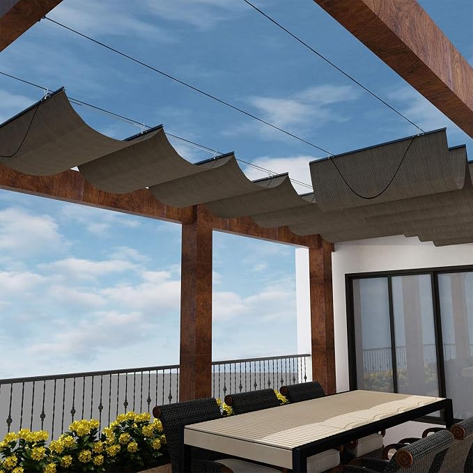 Windscreen4less 3' x 36' Retractable Sun Shade Canopy Cover Sliding Wave Shade by Windscreen4less