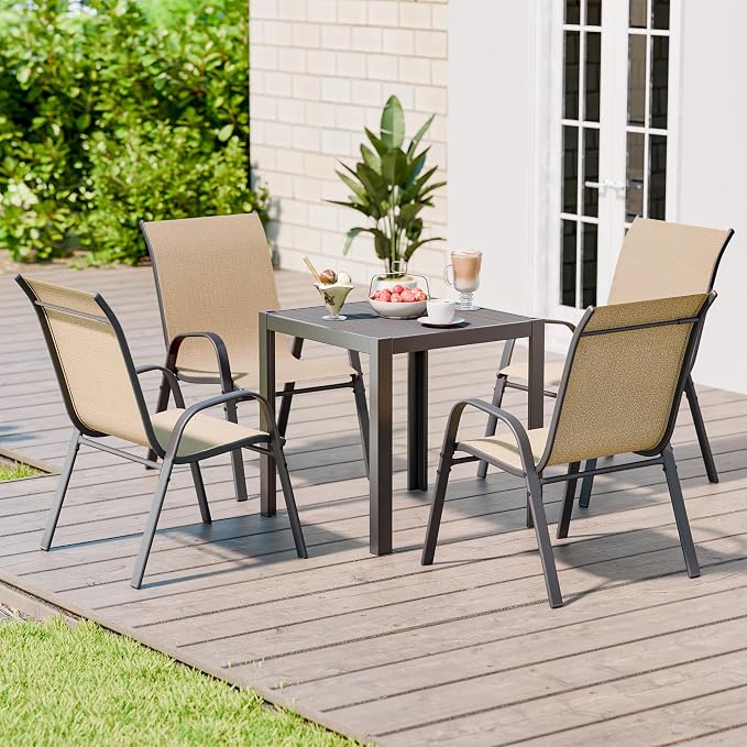 Patio Chairs Set of 6, Stackable Outdoor Dining Chairs Set - Image 9