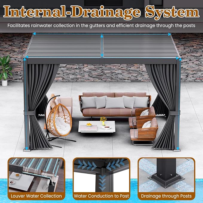10 x 12 FT Louvered Pergola - Image 7