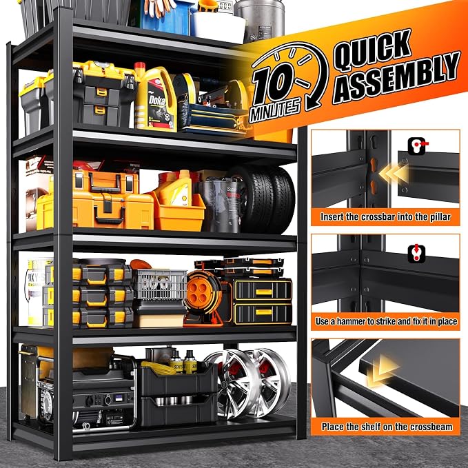 46''W Garage shelving, 2500lbs AdjustableTall Heavy Duty Shelving, 5T Garage - Image 8