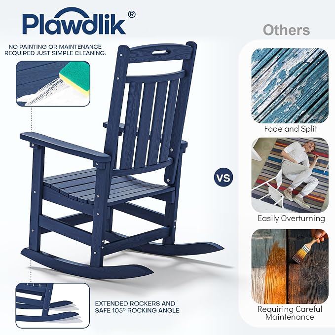 Oversized HDPE Outdoor Rocking Chair, All-Weather Resistant, Extra Large & - Image 7