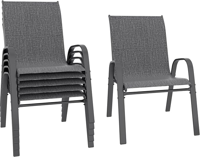 Patio Chairs Set of 6, Stackable Outdoor Dining Chairs Set by Betterhood