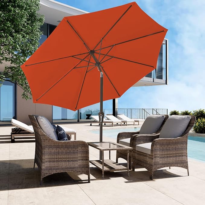 JEAREY 9FT Outdoor Patio Umbrella, Market Umbrella, Tilt & Crank UV Protection - Image 4