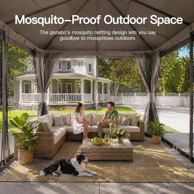 12'x12' Outdoor Gazebo, Metal Frame Heavy Duty Patio Canopy Tent Shelter - Image 3