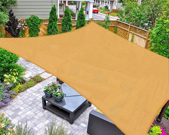 AsterOutdoor Sun Shade Sail Rectangle 8' x 12' UV Block Canopy by AsterOutdoor