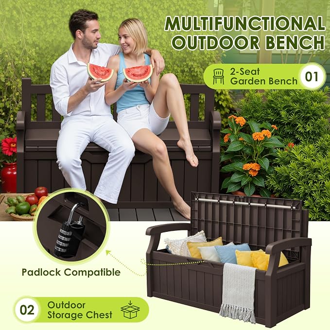 Greesum 80 Gallon Heavy-Duty Outdoor Storage Bench - Image 6