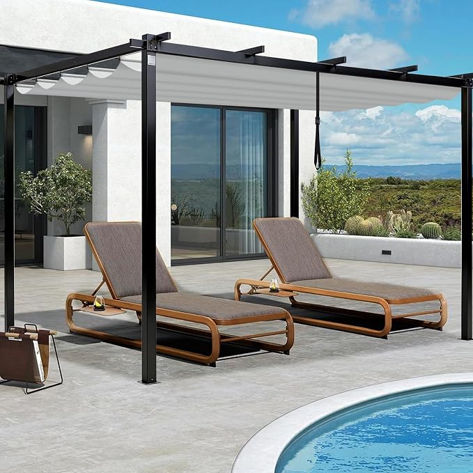 Mrsenloi 10 x 10 Pergola Shade Cover Replacement, Top Only, Retractable Sun - Image 6