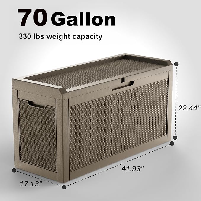 70 Gal Waterproof Outdoor Storage Box UV Resistant Deck Box | Storage bench - Image 5