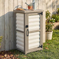 Outdoor Storage Cabinet with Metal Top, Wooden & Plastic Potting Bench & Tool by PETSCOSSET