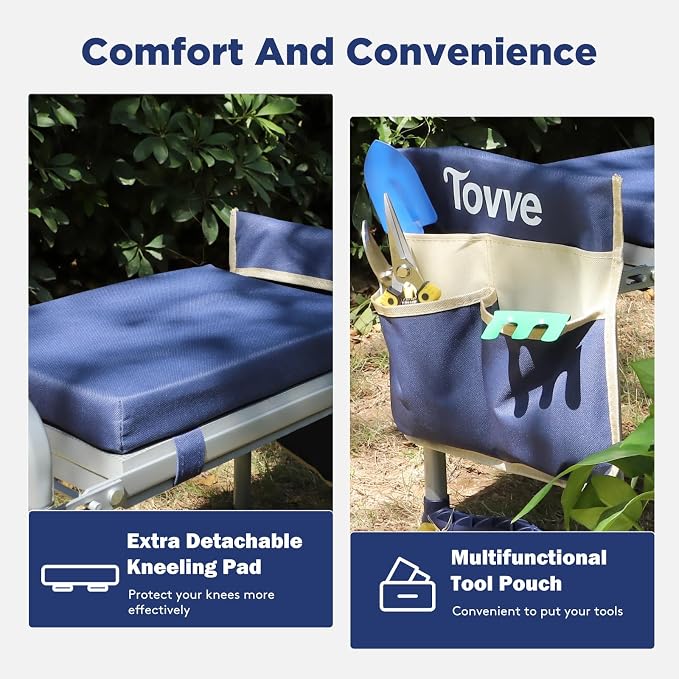 Tovve Foldable Garden Kneeler and Seat, Heavy Duty Garden Stool - Image 7