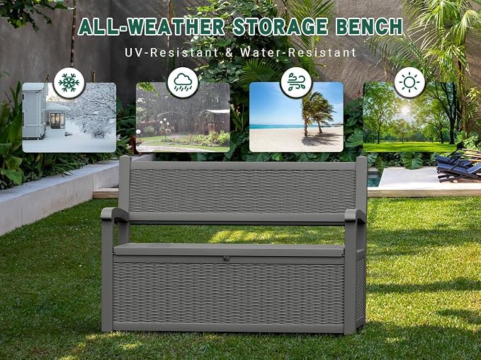 80 Gallon Outdoor Storage Bench, Resin Outside Storage Box - Image 6