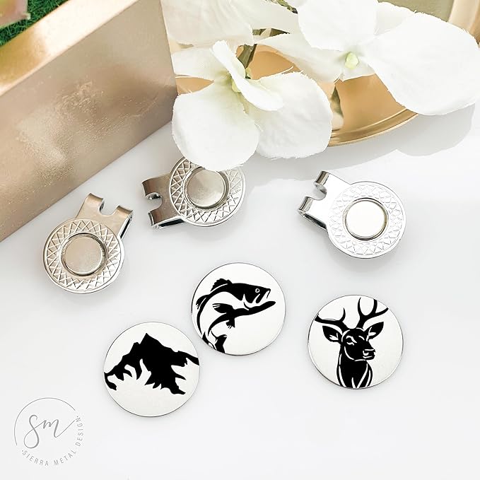 Sportsman Golf Ball Markers Set of 3 –Mountains, Fish, Deer-Golf Ball Markers Hunting Golfball Marker Valentines Day Christmas Birthday Love Golf FBA-SPORTSMAN-3-GOLF