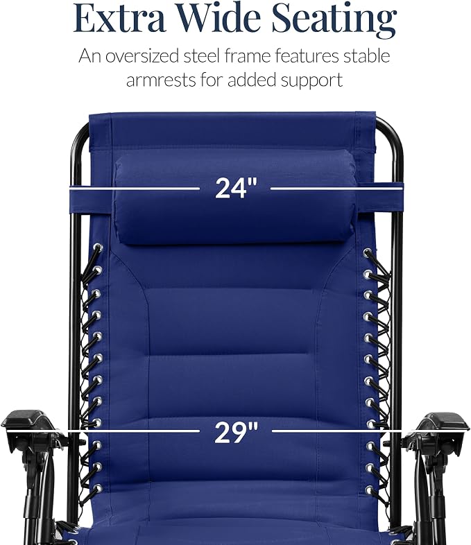 Best Choice Products Oversized Padded Zero Gravity Chair, Folding Outdoor Patio - Image 3