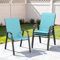 Outdoor Patio Chairs Set of 4 Stackable Dining Chairs All-Weather Textilene by CHINNLUU