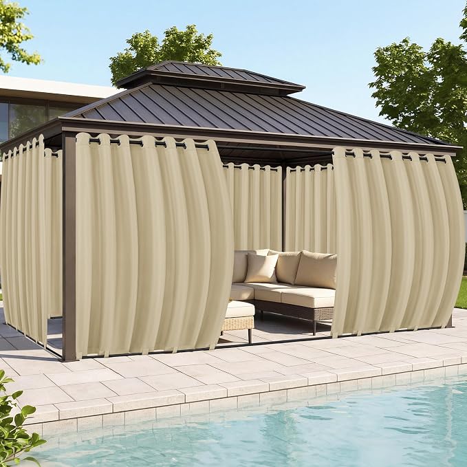Gazebo Curtains Outdoor Waterproof 6 Panels, Patio Sun Shade | Weatherproof by RichSets