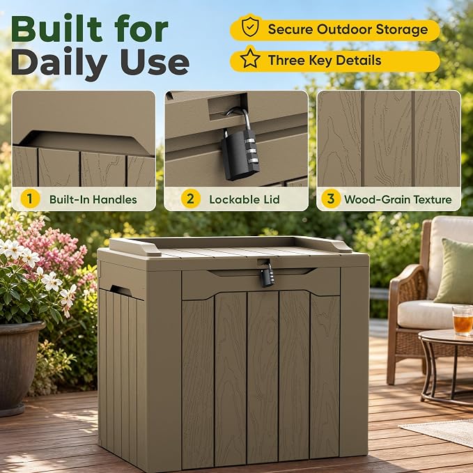 Flamaker Deck Box 31 Gallon Waterproof Resin Small Storage Box - Image 7