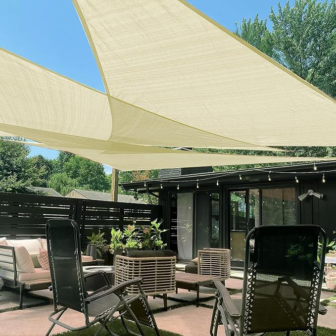 LOVE STORY Custom Size 17' x 17' x 17' Sun Shade Sail, Butter Cream | HDPE by LOVESTORY