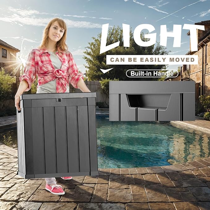 PatioZen 51 Gallon Resin Deck Box, Lockable Patio Outdoor Storage Box - Image 6