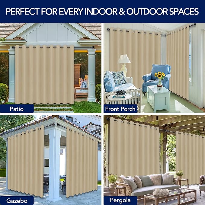 PureFit Outdoor Curtains for Patio Waterproof Weatherproof Outside Curtains | - Image 5