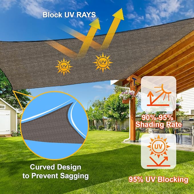 Sun Shade Sail 10'x22' Brown Rectangle Shade Cover Custom Size | 95% UV Block - Image 4