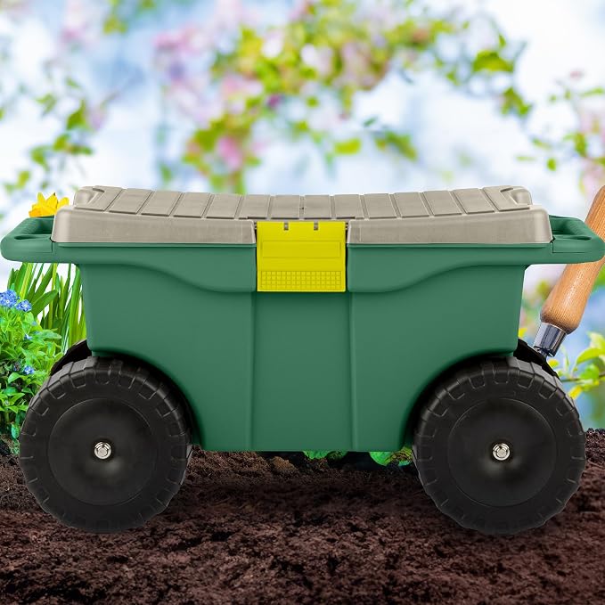 Rolling Garden Cart with Seat - Image 9