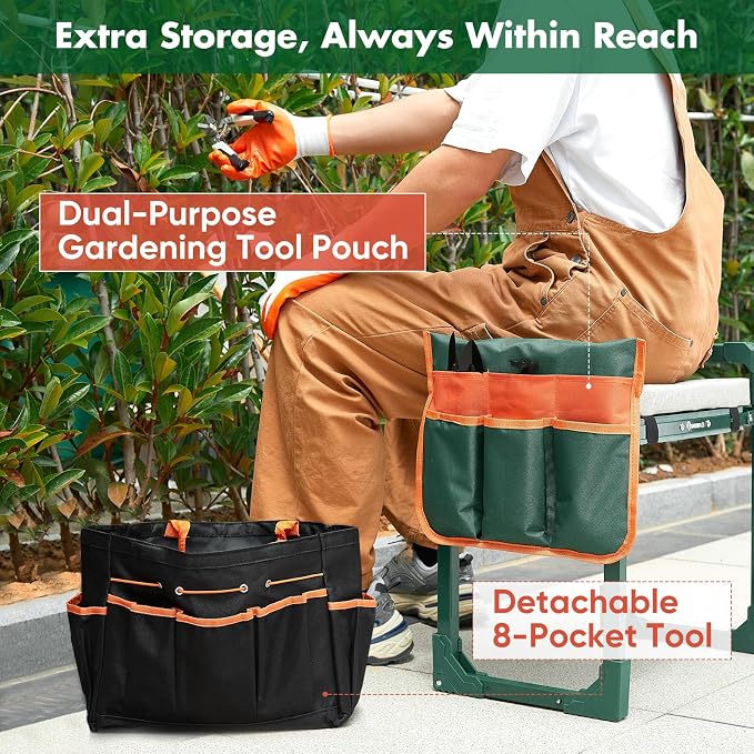 SakerPlus Garden Kneeler and Seat, Heavy Duty Foldable Garden Stool | 10-inch - Image 9