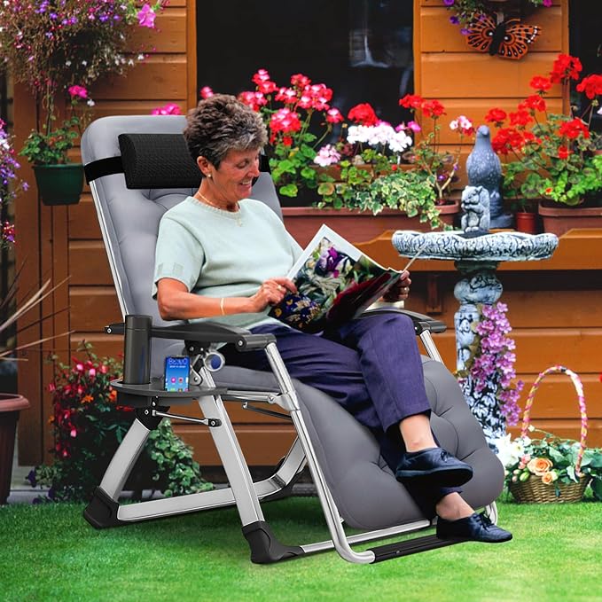 MOPHOTO Zero Gravity Chair, Outdoor Padded Lounge Chair - Image 2
