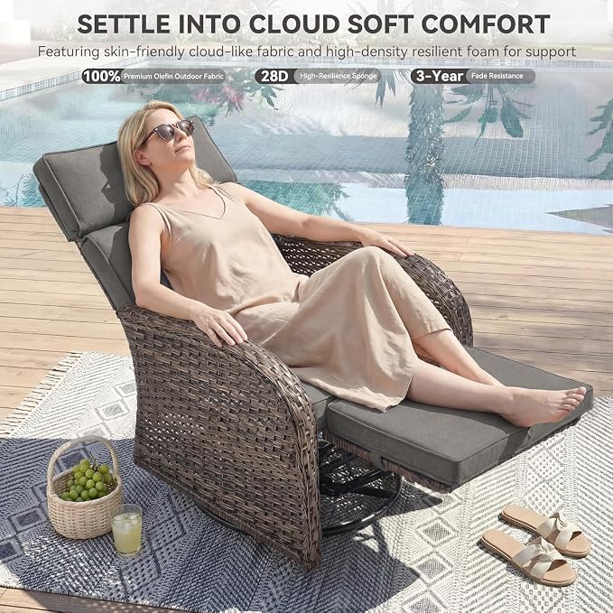 Zero Gravity Patio Swivel Recliner Chairs Set of 2 - Image 3
