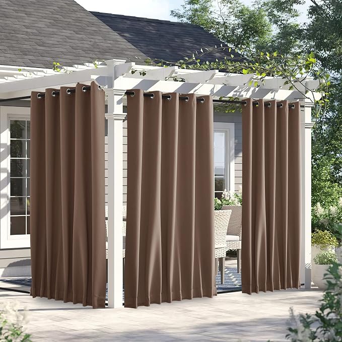 NICETOWN Weighted Curtains for Patio Waterproof W66xL84 Tan 2 Panels | Gazebo by NICETOWN