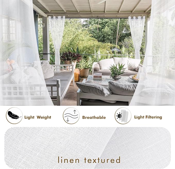 Semi Voile White Sheer Outdoor Curtains - Image 3
