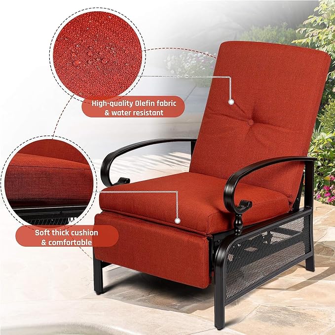 SUNCROWN Outdoor Recliner Chair Patio Adjustable Relaxing Chairs Outdoor Metal - Image 6