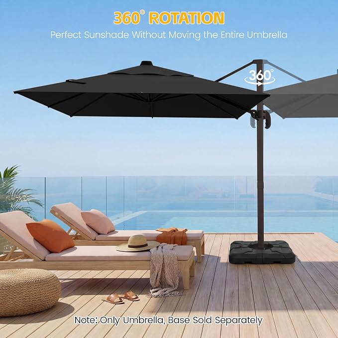 9x12 FT Patio Cantilever Umbrella, Rectangular Heavy Duty Offset Umbrella - Image 4