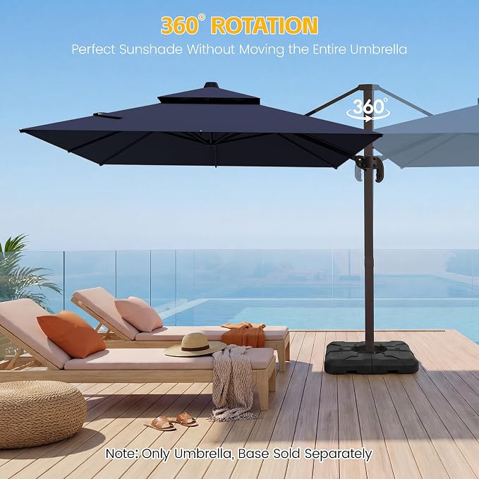 9x12 FT Patio Cantilever Umbrella, Rectangular Heavy Duty Offset Umbrella - Image 5