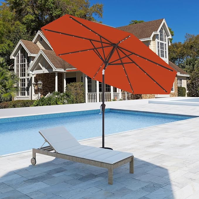 9FT Patio Umbrella with Solar Lights, Outdoor Market Umbrella with Tilt and - Image 7
