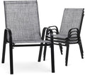 Outdoor Stackable Chairs Set of 4, Textilene Fabric, by Villeston