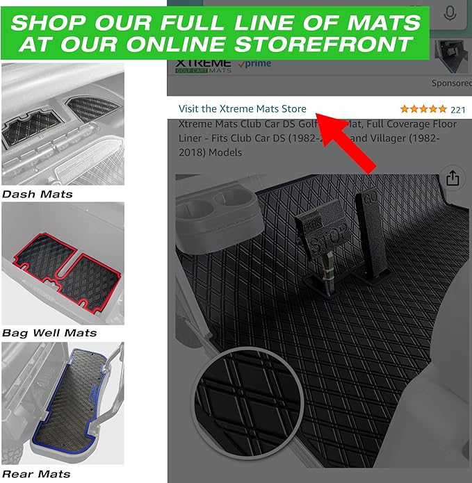 Xtreme Mats Evolution Golf Cart Floor Mat, Full Coverage Golf Cart Liner Protects OEM Flooring - Only Fits Evolution Classic Plus/Classic Pro/Forester/Turfman Carts (2022 and Prior) - All Black