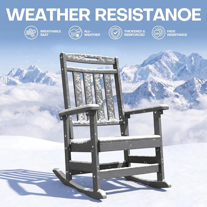 Oversized HDPE Outdoor Rocking Chair, All-Weather Resistant, Extra Large & - Image 3