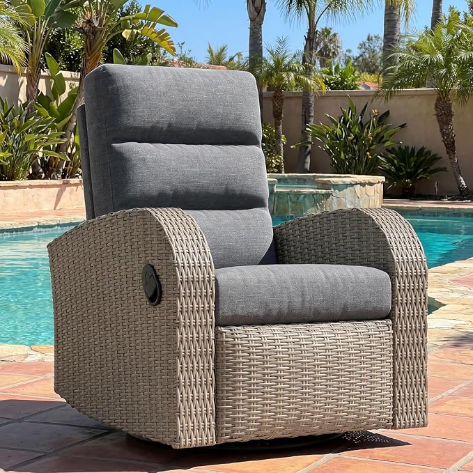 Oversized Wicker Outdoor Swivel Glider Recliner by LayinSun