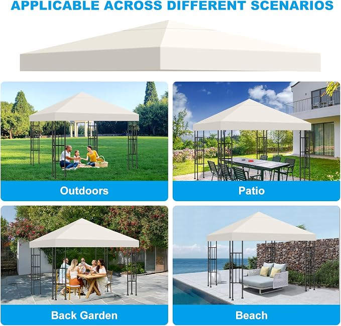 10x10 Gazebo Canopy Replacement Top, 300D High-Density Waterproof Single Layer - Image 4