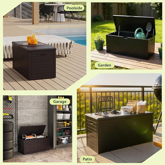 Outdoor Storage Box, 260 Gallon Deck Box Outdoor Storage Bench Outside - Image 8