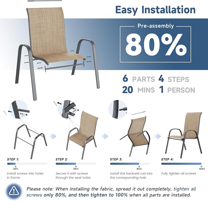 Amopatio Patio Chairs Set of 4, Outdoor Stackable Dining Chairs - Image 8