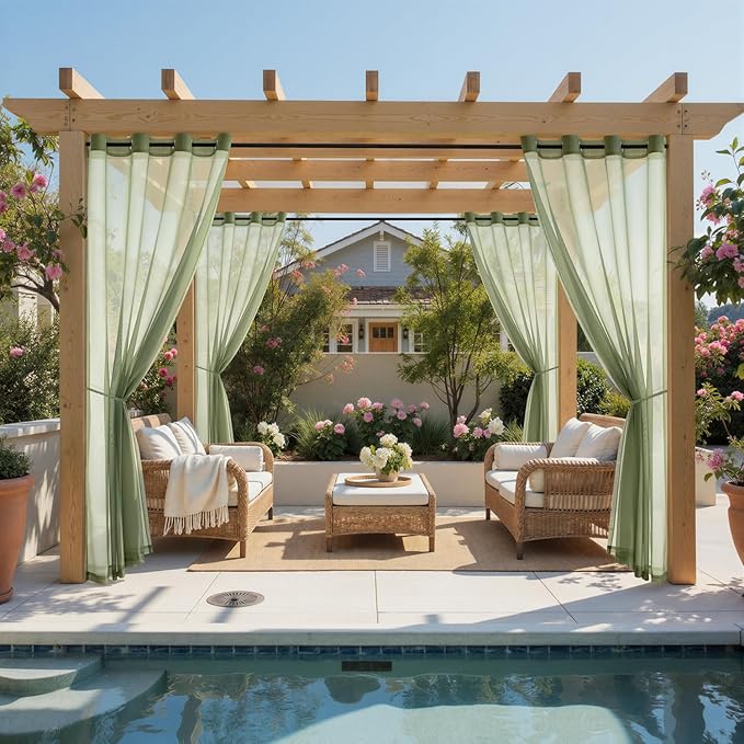 MIULEE Black Outdoor Curtain for Patio Waterproof 4 Panels 54 x 102 Inch | - Image 2