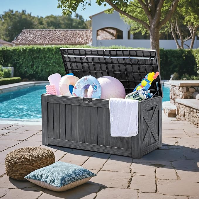 Greesum 120 Gallon Deck Box, Resin Outdoor Storage Container, Garden Tools - Image 5