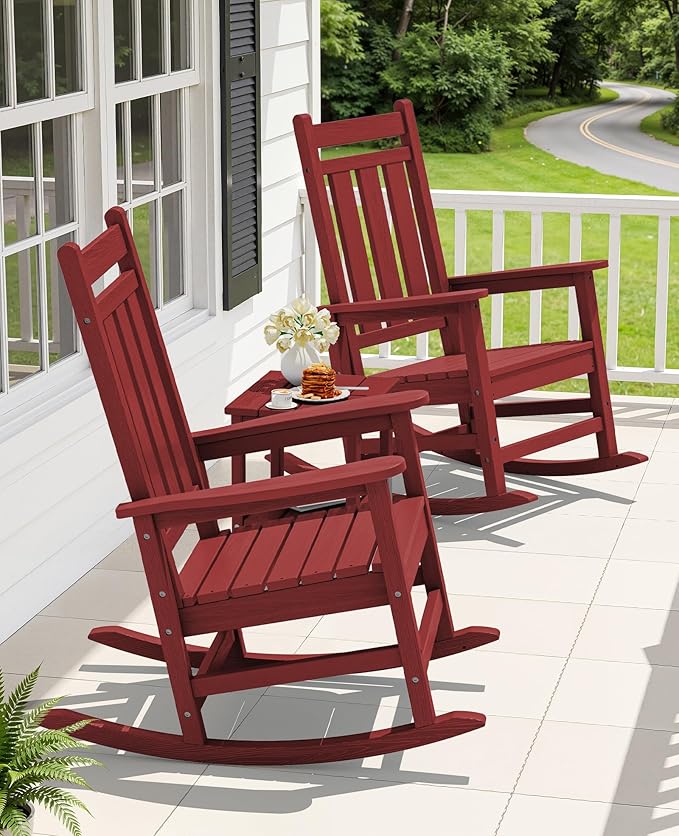 Oversized Outdoor Rocking Chair Set of 4, HDPE Patio Rockers - Image 2