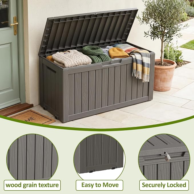ROJIK 95 Gallon Outdoor Storage Box Waterproof, Weatherproof Deck Boxes Outdoor - Image 4