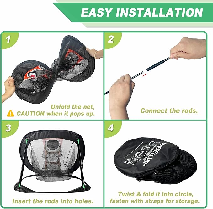 Foldable Chipping Net with Mat & Balls, Indoor Golf Practice Chipping Target, Backyard Golf Game & Gifts