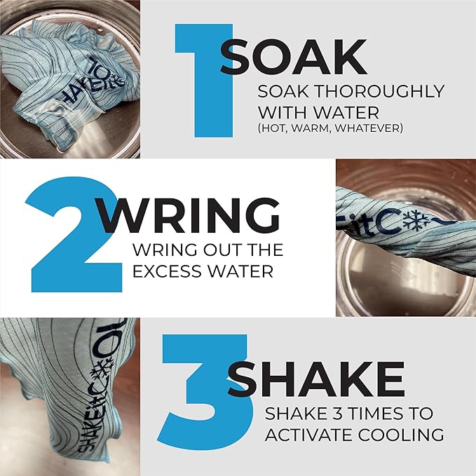 SHAKEitCOOL Extended Size Cooling Towel – Be Cool in Style - Heat Relief, Soft, Lightweight, Sun Protection, Easy Clean - Perfect for Biking, Hiking, Running, Yoga, Golf, Gardening - Golf M
