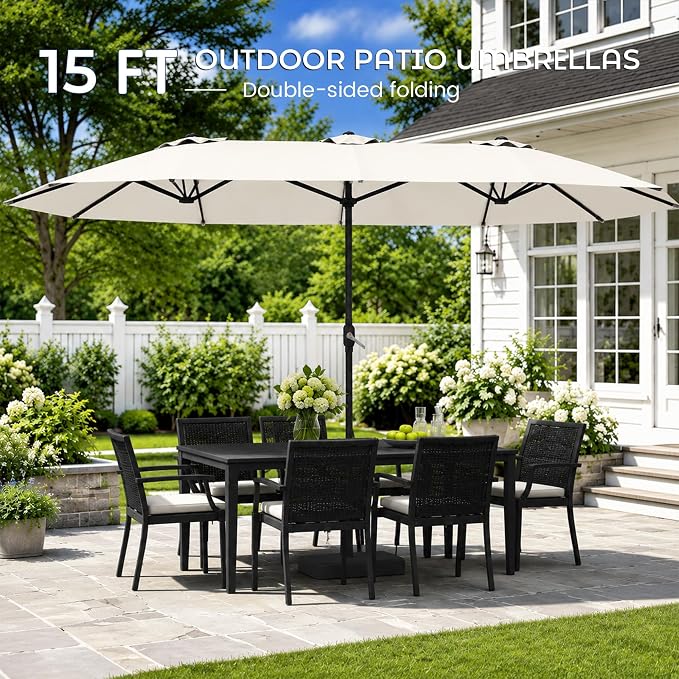 DomeShade Large 15FT Double Sided Patio Umbrella - Image 3